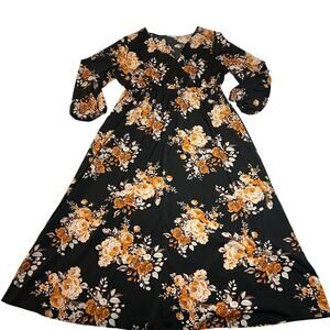 Women's V-Neck Floral Print Maxi Dress Size 3XL Bloomcore Cottagecore Party